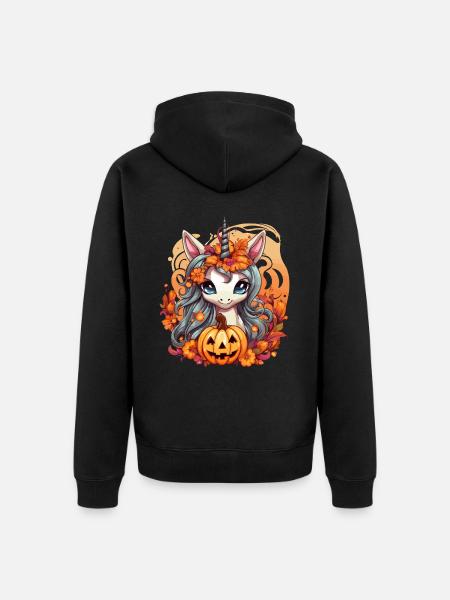 Einhorn Halloween - Unisex Premium Bio Zip Hoodie - Schwarz