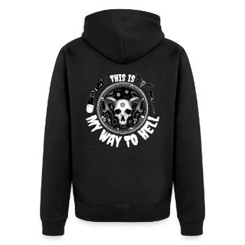 Way to Hell - Horns Skull - Unisex Premium Organic Zip Hoodie - black - Back - Nico (187cm)