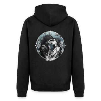 Drowning Seamen - Mermaid Death in Ocean - Unisex Premium Organic Zip Hoodie - black - Back - Nico (187cm)
