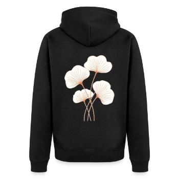 Ginkgo - Unisex Premium Organic Zip Hoodie - black - Back - Nico (187cm)