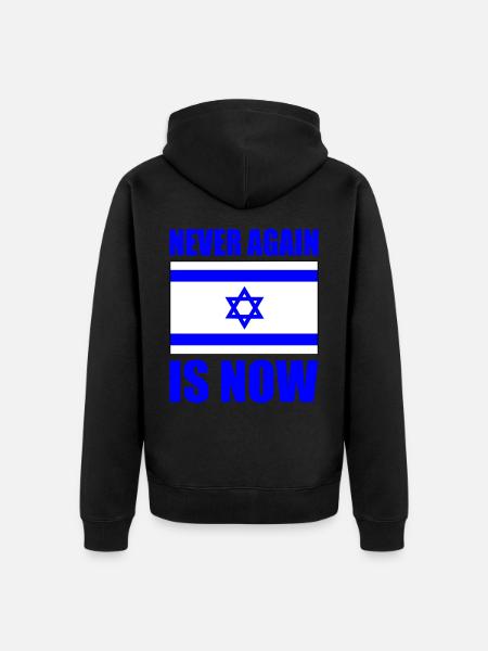 Never again is now - Unisex Premium Organic Zip Hoodie - black