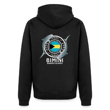 Bimini Bahamas - Unisex Premium Bio Zip Hoodie - Schwarz - Hinten - Nico (187cm)