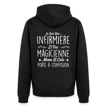 Humour Infirmière - Fête des mères - Veste à capuche bio Premium Unisexe - noir - Dos - Nico (187cm)