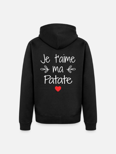 Je t'aime ma Patate - Veste à capuche bio Premium Unisexe - noir