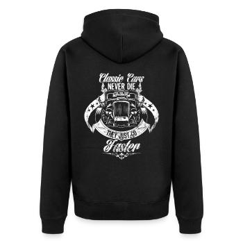 Classic Car Classic Car Hot Rod Gift Idea - Unisex Premium Organic Zip Hoodie - black - Back - Nico (187cm)