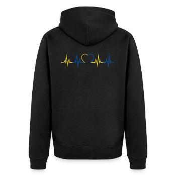 Ukraine heartbeat - Unisex Premium Organic Zip Hoodie - black - Back - Nico (187cm)
