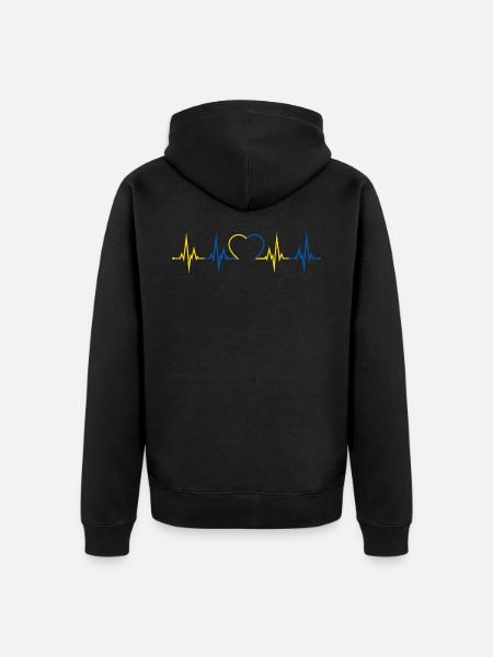 Ukraine heartbeat - Unisex Premium Organic Zip Hoodie - black