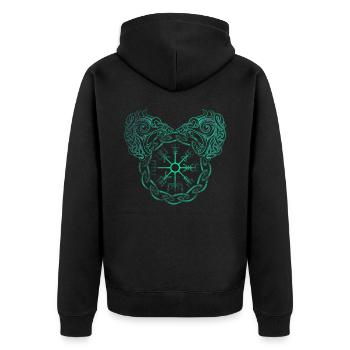 Symbole nordique Viking Fenrir et Vegvisir dotwork - Veste à capuche bio Premium Unisexe - noir - Dos - Nico (187cm)