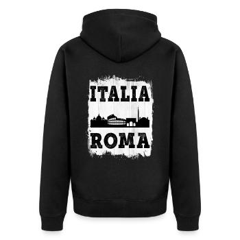 Rom Roma Italien Stadt Skyline Sommer Heimat Liebe - Unisex Premium Bio Zip Hoodie - Schwarz - Hinten - Nico (187cm)