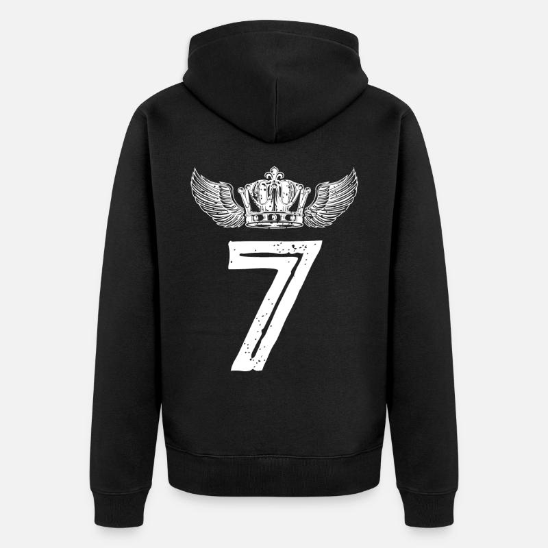 7 Zahl Krone - Unisex Premium Bio Zip Hoodie - Schwarz