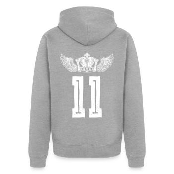 11 Number crown - Unisex Premium Organic Zip Hoodie - heather grey - Back - Nico (187cm)