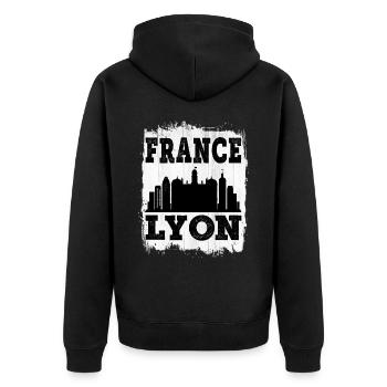 Lyon Frankreich Stadt Skyline Sommer Urlaub Liebe - Unisex Premium Bio Zip Hoodie - Schwarz - Hinten - Nico (187cm)