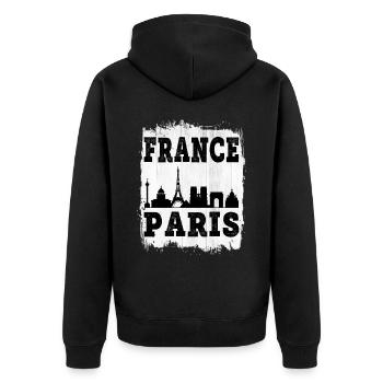 Paris France City Skyline Home Vacances Amour - Veste à capuche bio Premium Unisexe - noir - Dos - Nico (187cm)
