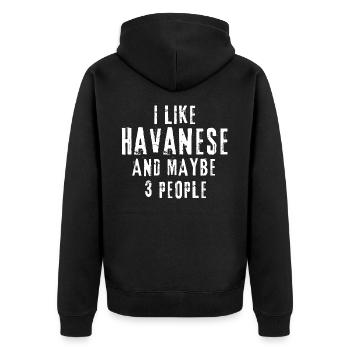 Havaneser - Unisex Premium Bio Zip Hoodie - Schwarz - Hinten - Nico (187cm)