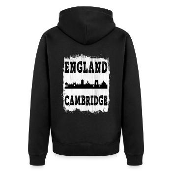 Cambridge England UK Stadt Skyline Heimat Liebe - Unisex Premium Bio Zip Hoodie - Schwarz - Hinten - Nico (187cm)