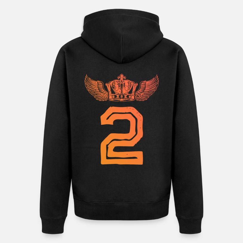2 Zahl Krone - Unisex Premium Bio Zip Hoodie - Schwarz