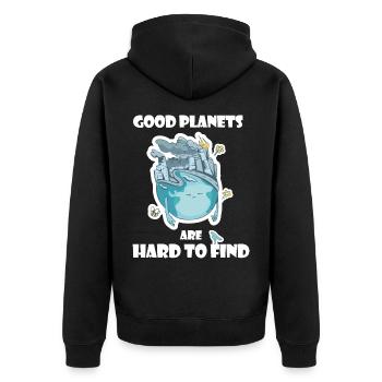 Mère Nature | sur le changement climatique Protection du climat - Veste à capuche bio Premium Unisexe - noir - Dos - Nico (187cm)
