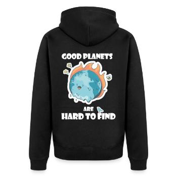 Protect planet Earth from climate change | Climate protection - Unisex Premium Organic Zip Hoodie - black - Back - Nico (187cm)