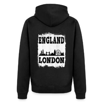 Londres Angleterre Uk City Skyline Accueil Amour - Veste à capuche bio Premium Unisexe - noir - Dos - Nico (187cm)