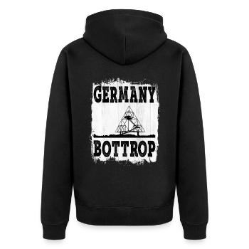 Bottrop Deutschland Stadt Skyline Tetraeder - Unisex Premium Bio Zip Hoodie - Schwarz - Hinten - Nico (187cm)