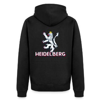 Heidelberg Löwe Deutschland - Helles Vintage - Unisex Premium Bio Zip Hoodie - Schwarz - Hinten - Nico (187cm)