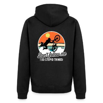 Cyclisme VTT - Dark Vintage - Veste à capuche bio Premium Unisexe - noir - Dos - Nico (187cm)