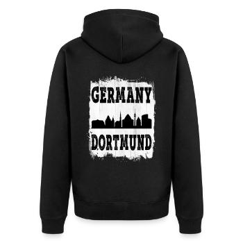 Dortmund Allemagne Ville Skyline Accueil Amour - Veste à capuche bio Premium Unisexe - noir - Dos - Nico (187cm)