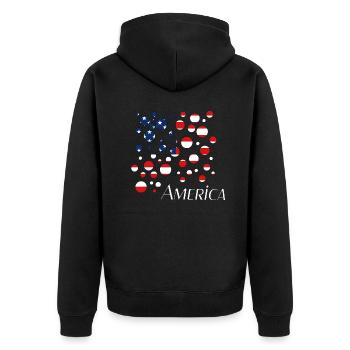 America USA - Unisex Premium Bio Zip Hoodie - Schwarz - Hinten - Nico (187cm)