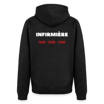 Métier infirmière piqûre suture luxure - Veste à capuche bio Premium Unisexe - noir - Dos - Nico (187cm)
