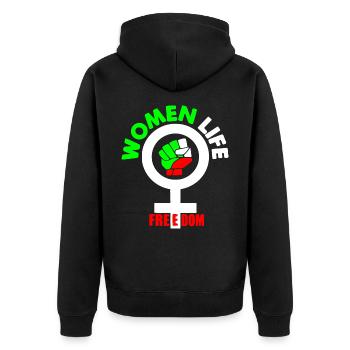 Women life freedom - Unisex Premium Organic Zip Hoodie - black - Back - Nico (187cm)