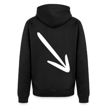 Pfeil Zeichnung Skizze weiß - Unisex Premium Bio Zip Hoodie - Schwarz - Hinten - Nico (187cm)