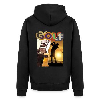 Golf Golf Golfer Sport Hobby Club Vintage - Unisex Premium Organic Zip Hoodie - black - Back - Nico (187cm)
