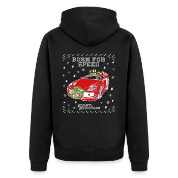 Fast and Furious Dom Born For Speed Ugly Christmas - Unisex Premium Bio Zip Hoodie - Schwarz - Hinten - Nico (187cm)