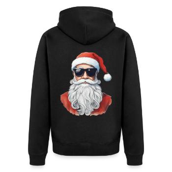 Weihnachtsmann Lebkuchen Rentier Winter - Unisex Premium Bio Zip Hoodie - Schwarz - Hinten - Nico (187cm)