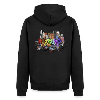Augsburg in Graffiti Design Geschenk - Unisex Premium Bio Zip Hoodie - Schwarz - Hinten - Nico (187cm)