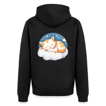 Cat Sleeping Pyjama Chemise de Nuit Officielle - Veste à capuche bio Premium Unisexe - noir - Dos - Nico (187cm)