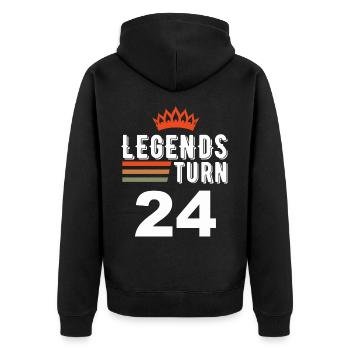 Legends turn 24, 24 birthday - Unisex Premium Organic Zip Hoodie - black - Back - Nico (187cm)
