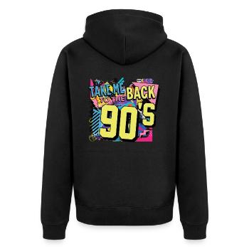 90s 90s Music Colorful Party Carnival Costume - Unisex Premium Organic Zip Hoodie - black - Back - Nico (187cm)
