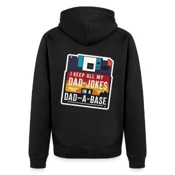 I keep all my DAD jokes in a DAD-A-BASE Father's Day - Unisex Premium Organic Zip Hoodie - black - Back - Nico (187cm)