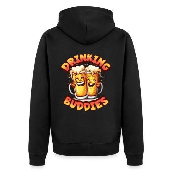 Beer Drinking Buddies Partnerlook Beer Mugs Funny - Unisex Premium Organic Zip Hoodie - black - Back - Nico (187cm)
