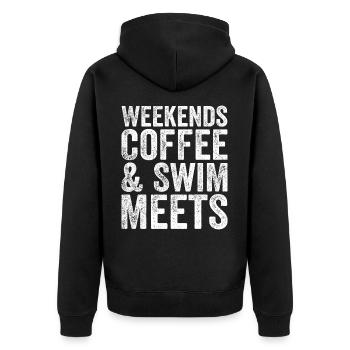 Weekends Coffee And Swim Meets - Coffee Lover - Veste à capuche bio Premium Unisexe - noir - Dos - Nico (187cm)