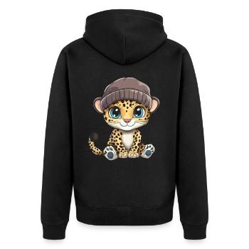 Léopard mignon mignon bébé enfants animal dessin animé - Veste à capuche bio Premium Unisexe - noir - Dos - Nico (187cm)