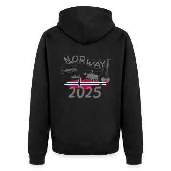 Norvège 2025 Goberge avec montagnes et pêche à l’orignal - Veste à capuche bio Premium Unisexe - noir - Dos - Nico (187cm)