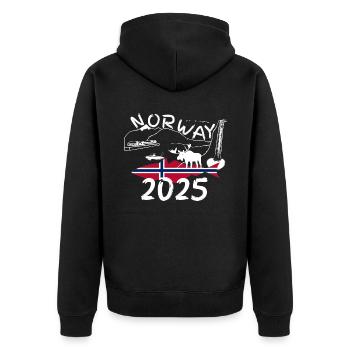 Norvège 2025 Goberge avec montagnes et pêche à l’orignal - Veste à capuche bio Premium Unisexe - noir - Dos - Nico (187cm)