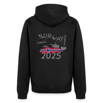Norvège 2025 Loche avec montagnes Pêche à l’orignal - Veste à capuche bio Premium Unisexe - noir - Dos - Nico (187cm)