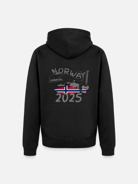 Norway 2025 Pollack with Mountains and Moose Fishing - Unisex Premium Organic Zip Hoodie - black