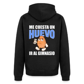 Es kostet mich viel, ins Fitnessstudio zu gehen - Unisex Premium Bio Zip Hoodie - Schwarz - Hinten - Nico (187cm)