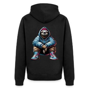 Paresseux décontracté en sweat à capuche streetwear - Veste à capuche bio Premium Unisexe - noir - Dos - Nico (187cm)