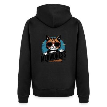 Miauen Katze Sonnenbrille - Unisex Premium Bio Zip Hoodie - Schwarz - Hinten - Nico (187cm)
