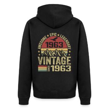 Vintage 1963 Birthday Gift 1963 - Born in 1963 - Unisex Premium Organic Zip Hoodie - black - Back - Nico (187cm)